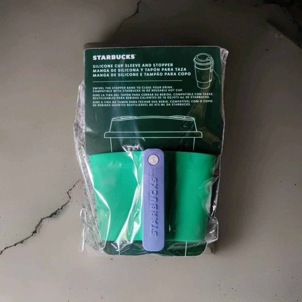 Starbucks Green and Purple Silicone Cup Sleeve Set